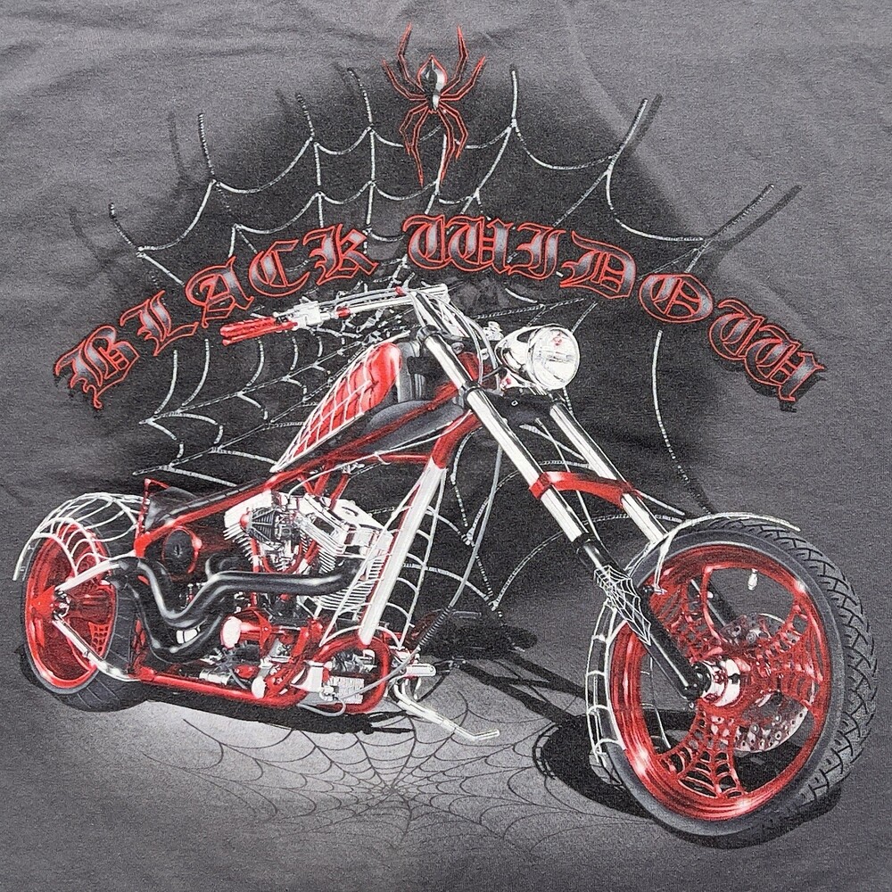 VTG American Chopper Mens T-Shirt Large Gray Black Widow Motorcycle Biker Y2K